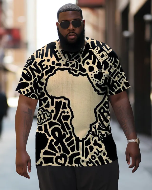 Black Color Printed Oversized Casual Men's Short Sleeved T-Shirt sold by Biggmans
