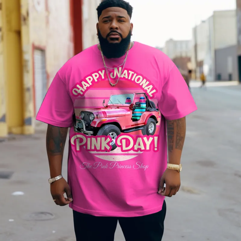 Men's Plus Size Casual Happy National Pink Day T-Shirt sold by Biggmans