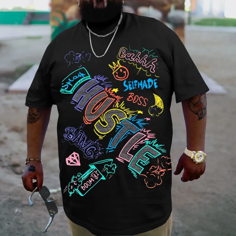 Plus Size Black Hustle T-Shirt sold by Biggmans