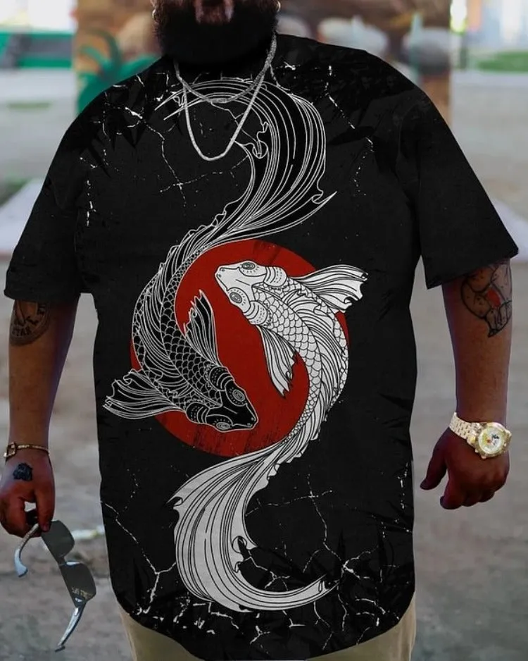 Men's Fish Personalized Print Plus Size T-Shirt sold by Biggmans