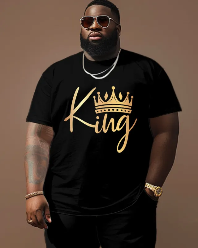 Big and Tall Men's King With Crown Pattern Round Neck Short Sleeve Tee sold by Biggmans