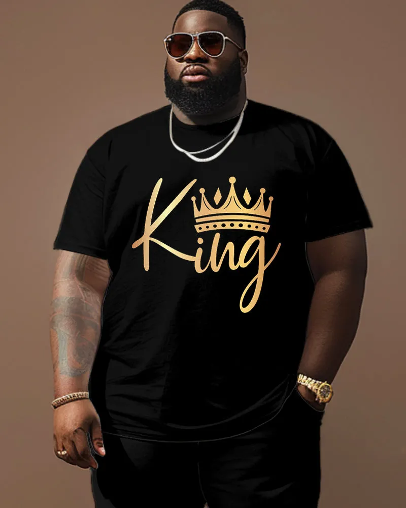 Big and Tall Men's King With Crown Pattern Round Neck Short Sleeve Tee sold by Biggmans