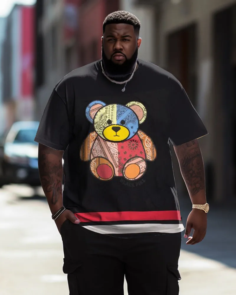 Men's Plus Size Street Bear Graffiti Short Sleeve Crew Neck T-Shirt sold by Biggmans