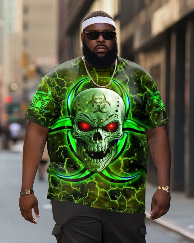 Men's Plus Size Viking Skull Ghost Bones Crew Neck Short Sleeve T-Shirt sold by Biggmans