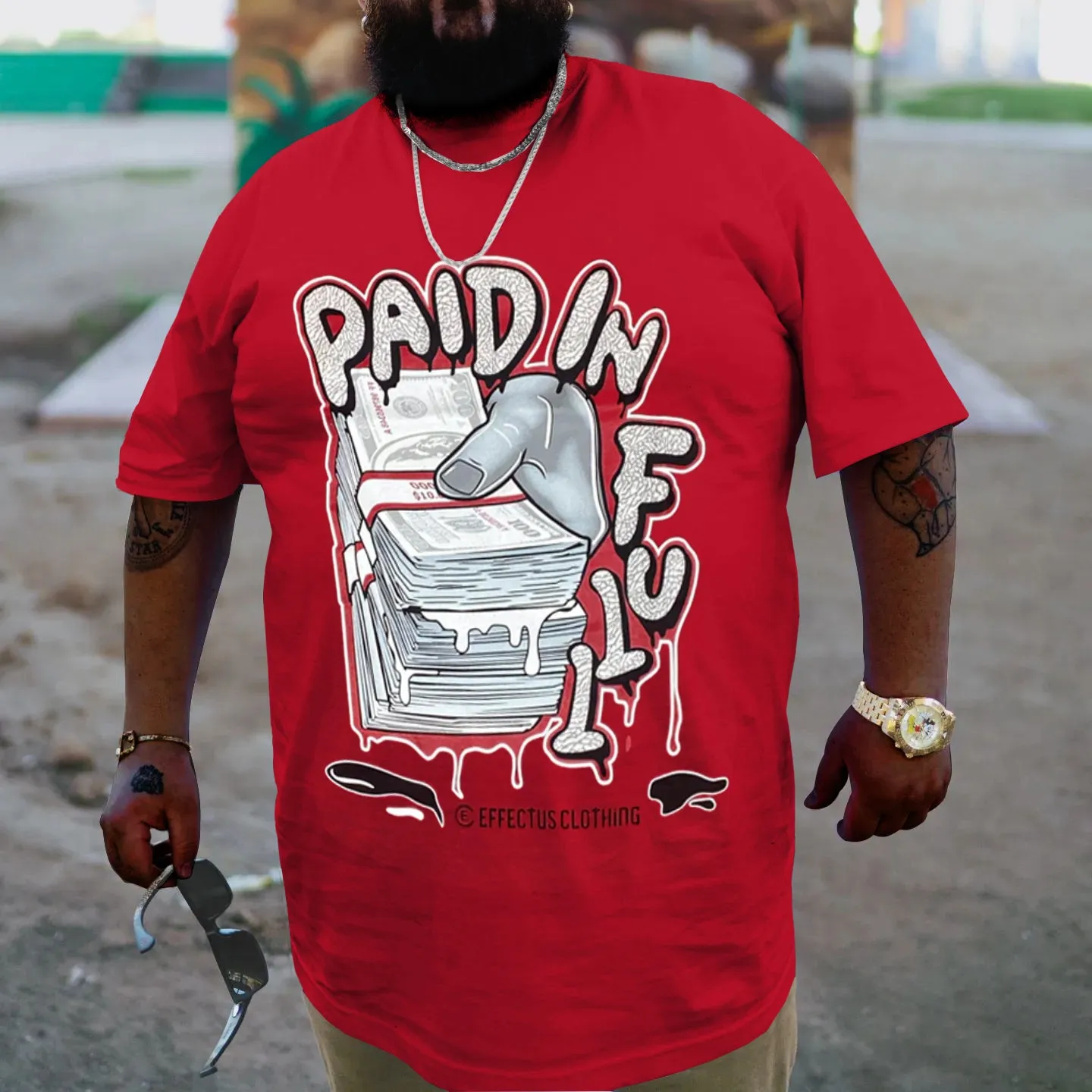 Plus Size Red Paid In Full T-Shirt sold by Biggmans product image thumbnail 3