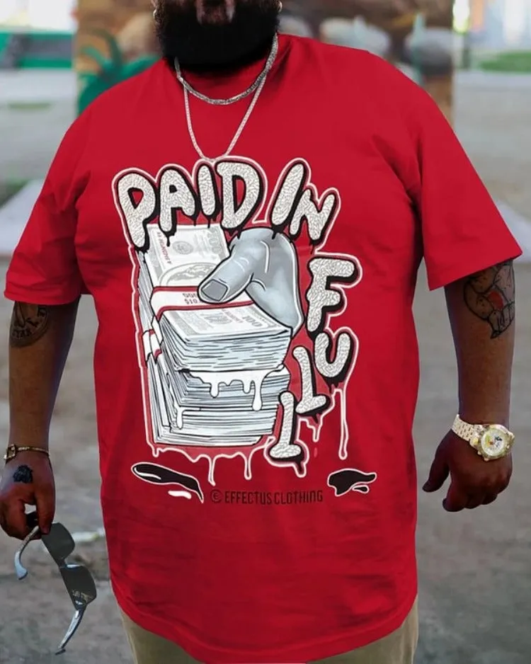 Plus Size Red Paid In Full T-Shirt sold by Biggmans
