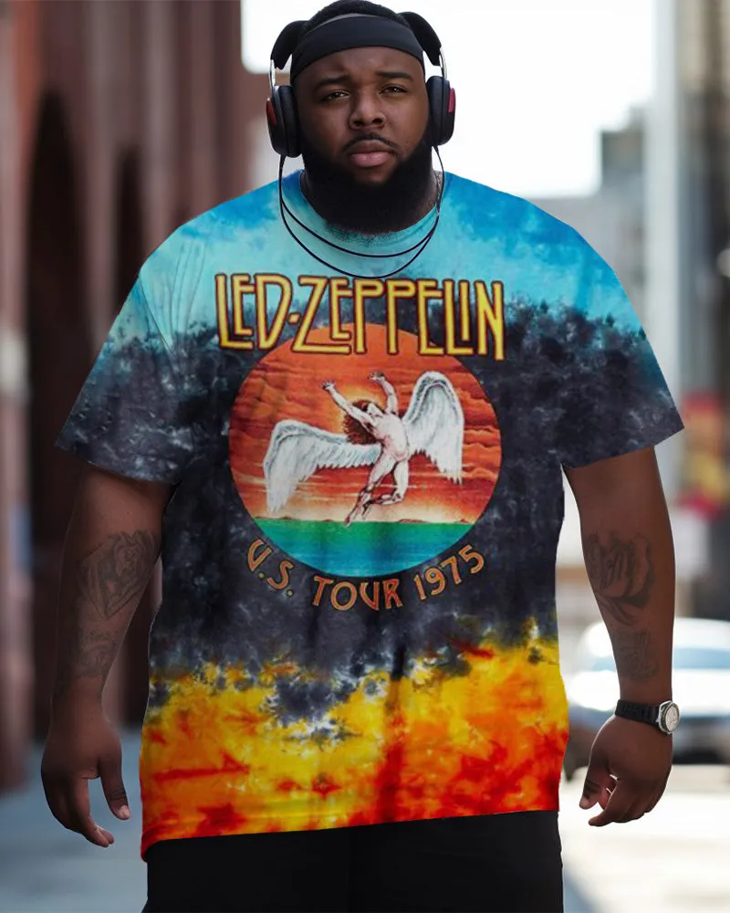 Men's Plus Size Tie Dye Jesus Angel Graffiti Short Sleeve Crew Neck T-Shirt sold by Biggmans