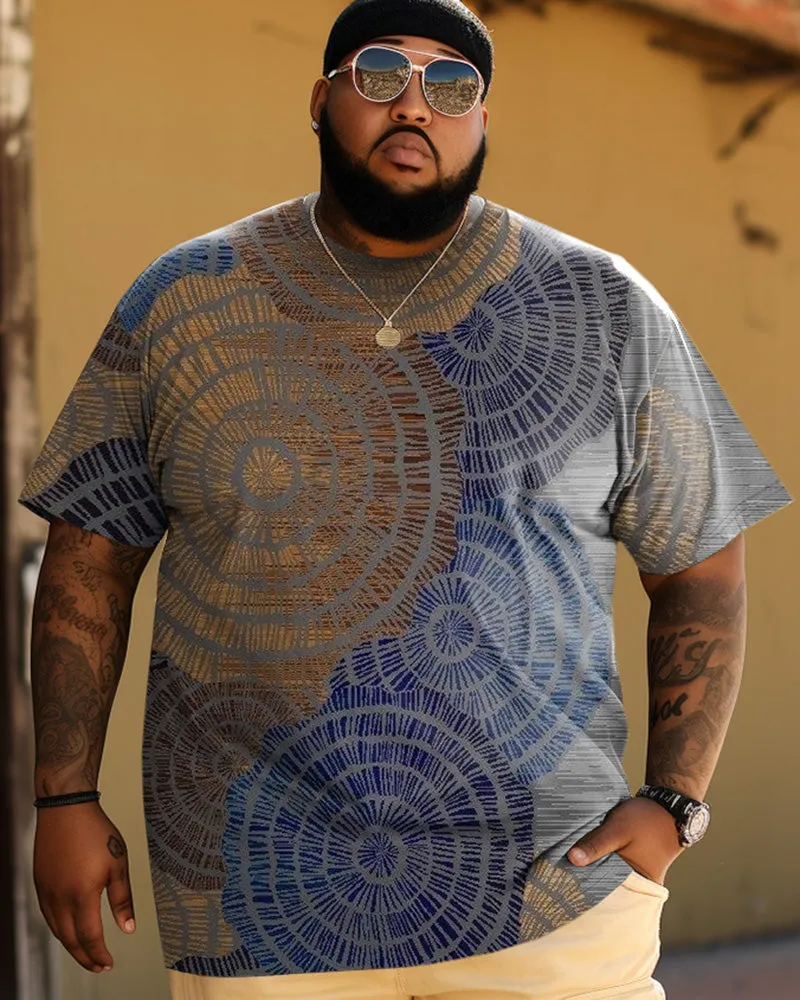 Men's Plus Size Artistic Blue Print Short Sleeve T-Shirt sold by Biggmans