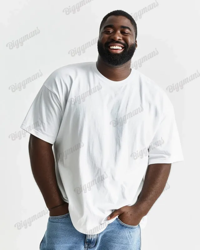 100% Cotton-Joker Solid Color Big Men's Loose Short Sleeve T-Shirt sold by Biggmans