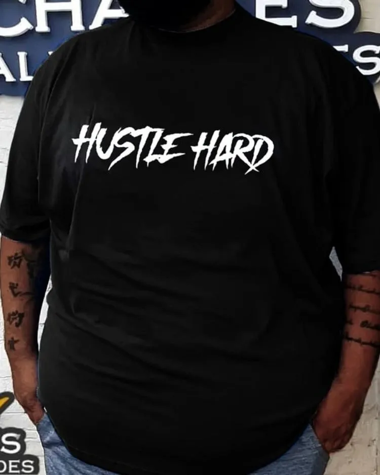 Men‘s Hustle Hard Printed T-shirt sold by Biggmans