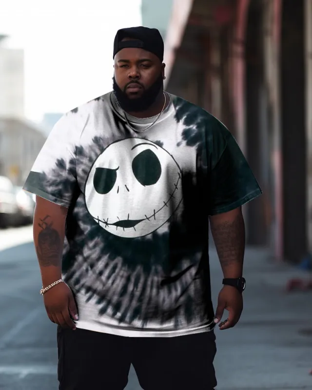 Men's Plus Size T-Shirt with Nightmare Before Christmas Head Tie Dye sold by Biggmans