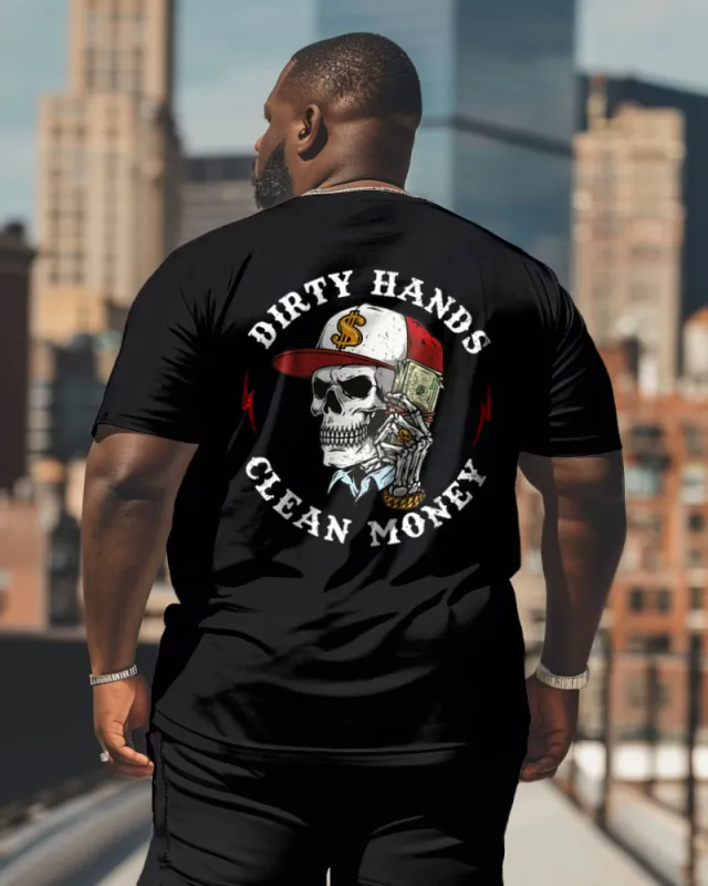 Dirty Hands Clean Money Crewneck Short Sleeve Men's Plus Size T-Shirt sold by Biggmans