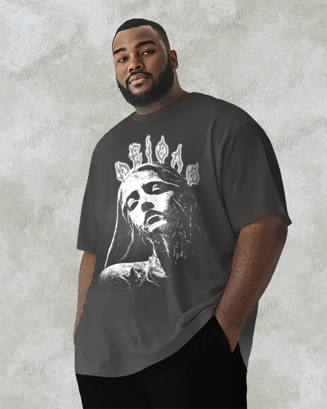 100% Cotton-Women's Pattern Men's Loose Plus Size Short-sleeved T-shirt sold by Biggmans