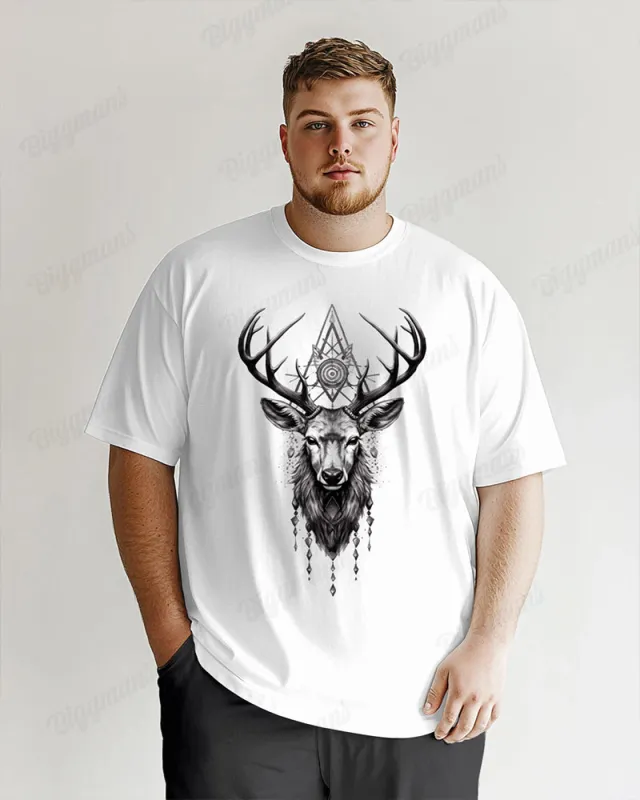 100% Cotton-Patterned Men's Loose Plus Size Short Sleeve T-Shirt sold by Biggmans