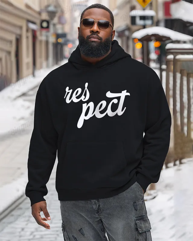 Respect Text Print Men's Loose Oversized Hoodie sold by Biggmans