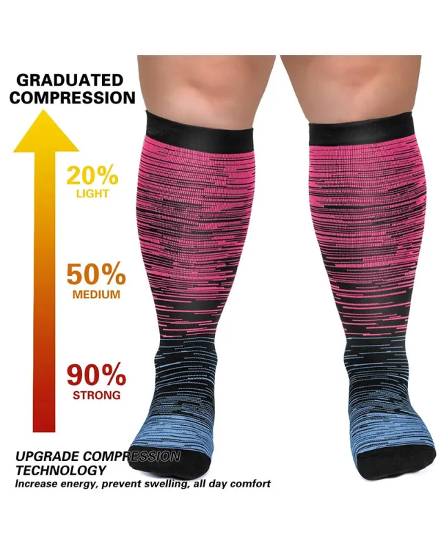 2XL-4XL Gradient Striped Running Fitness Compression Socks, For Obese Men And Women Sports Socks sold by Biggmans