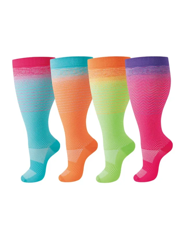 2XL-7XL Colorful Striped Running Fitness Compression Socks,For Obese Men And Women Sports Socks sold by Biggmans