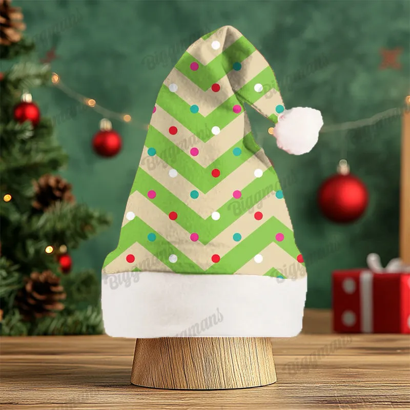 Christmas Fun Red Green Santa Cartoon Print Gift Plush Party Decorative Hat sold by Biggmans product image thumbnail 2