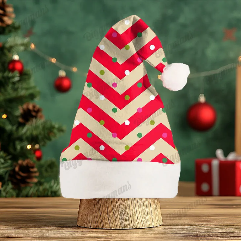 Christmas Fun Red Green Santa Cartoon Print Gift Plush Party Decorative Hat sold by Biggmans product image thumbnail 3