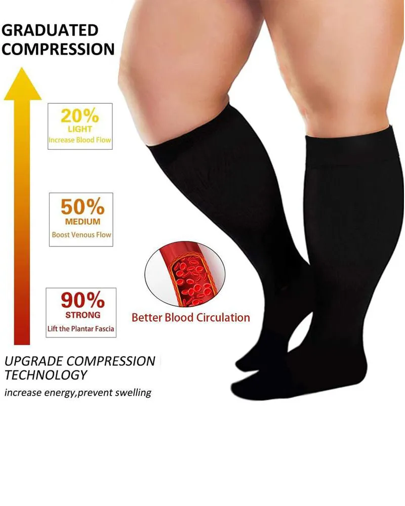 2XL-7XL Solid Color Running Fitness Compression Socks For Obese Men And Women Sports Socks sold by Biggmans