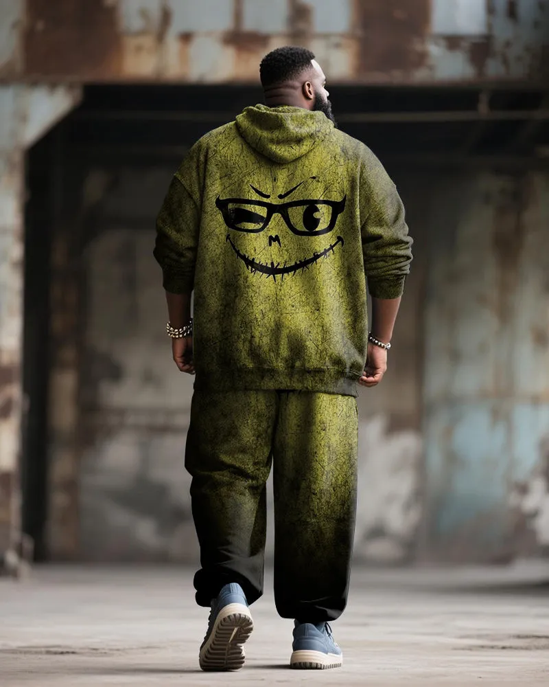 Big & Tall Men's Street Fashion Yellow Graffiti Emoji Print Hoodie Suit sold by Biggmans product image thumbnail 4