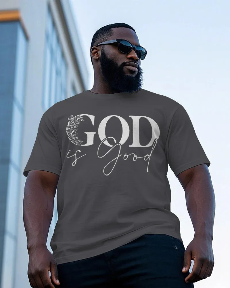 Men's Casual GOD Is Good Artistic Letter Fashion Floral Printed Short Sleeve T-shirt sold by Biggmans