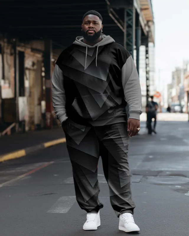 Men's Big and Tall Sweatsuit Casual Geometric Hoodie and Pants Set sold by Biggmans