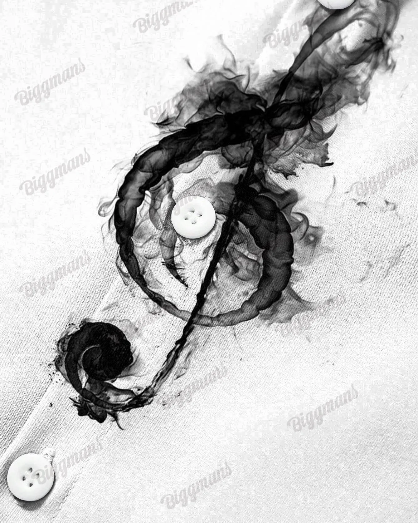 Big Guy's Casual Simple Ink Music Symbols Print Lapel Long Sleeve Shirt sold by Biggmans product image thumbnail 4