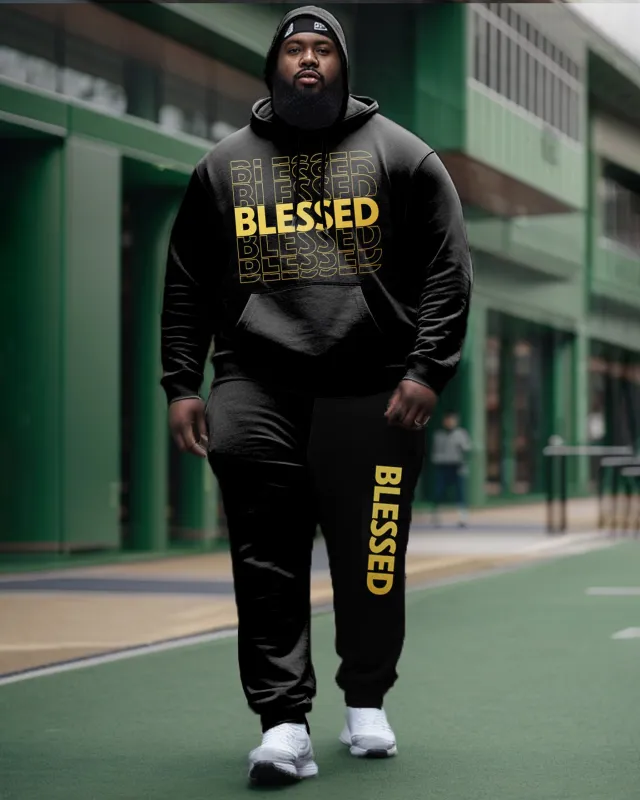 Men's Plus Blessed Stacked Hoodie Set sold by Biggmans