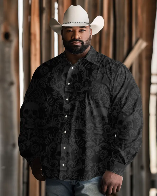 Men's Big and Tall Western Skull Graphic Long Sleeve Shirt sold by Biggmans