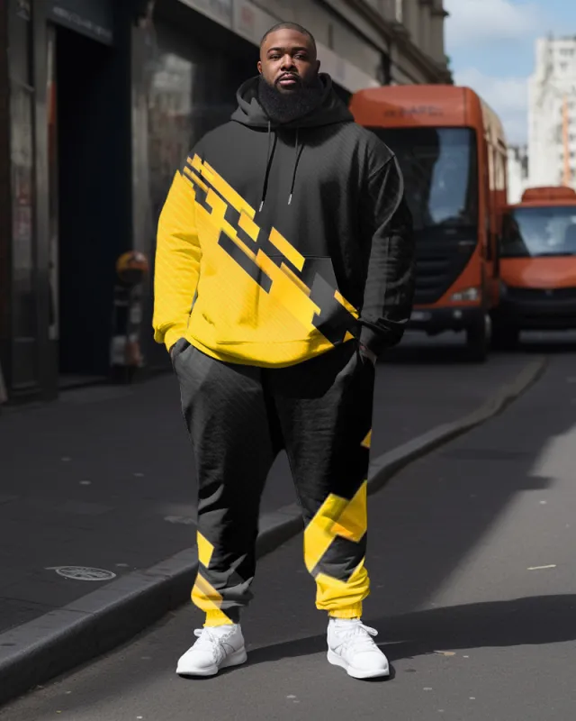 Men's Plus Size Tracksuit Color Block Hoodie and Sweatpants Set sold by Biggmans