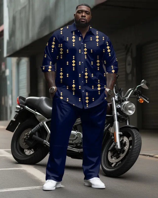 Big Guys Casual Geometric Long Sleeve Shirt & Pants 2 Piece Set sold by Biggmans