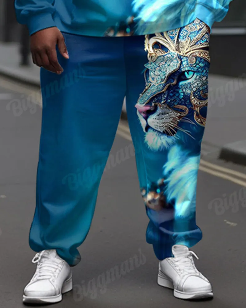 Big Men's Street Fashion Blue Lion K Letter Print Hoodie Set sold by Biggmans product image thumbnail 3