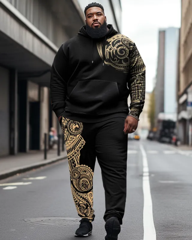 Men's Big and Tall Gold Polynesian Unisex Hoodie Set sold by Biggmans