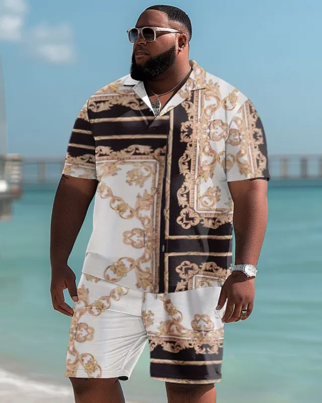 Big and Tall Men Casual Luxury Pattern Polo Shorts Set sold by Biggmans