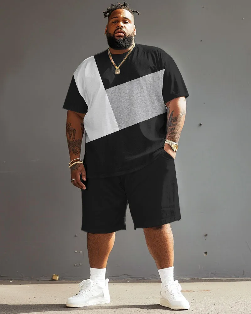 Street Casual Black And White Gray Color Block Print Big Men's Suit sold by Biggmans product image thumbnail 2