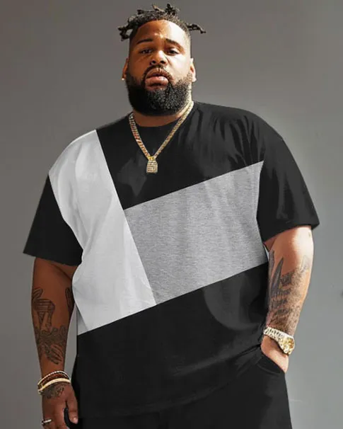 Street Casual Black And White Gray Color Block Print Big Men's Suit sold by Biggmans product image thumbnail 3