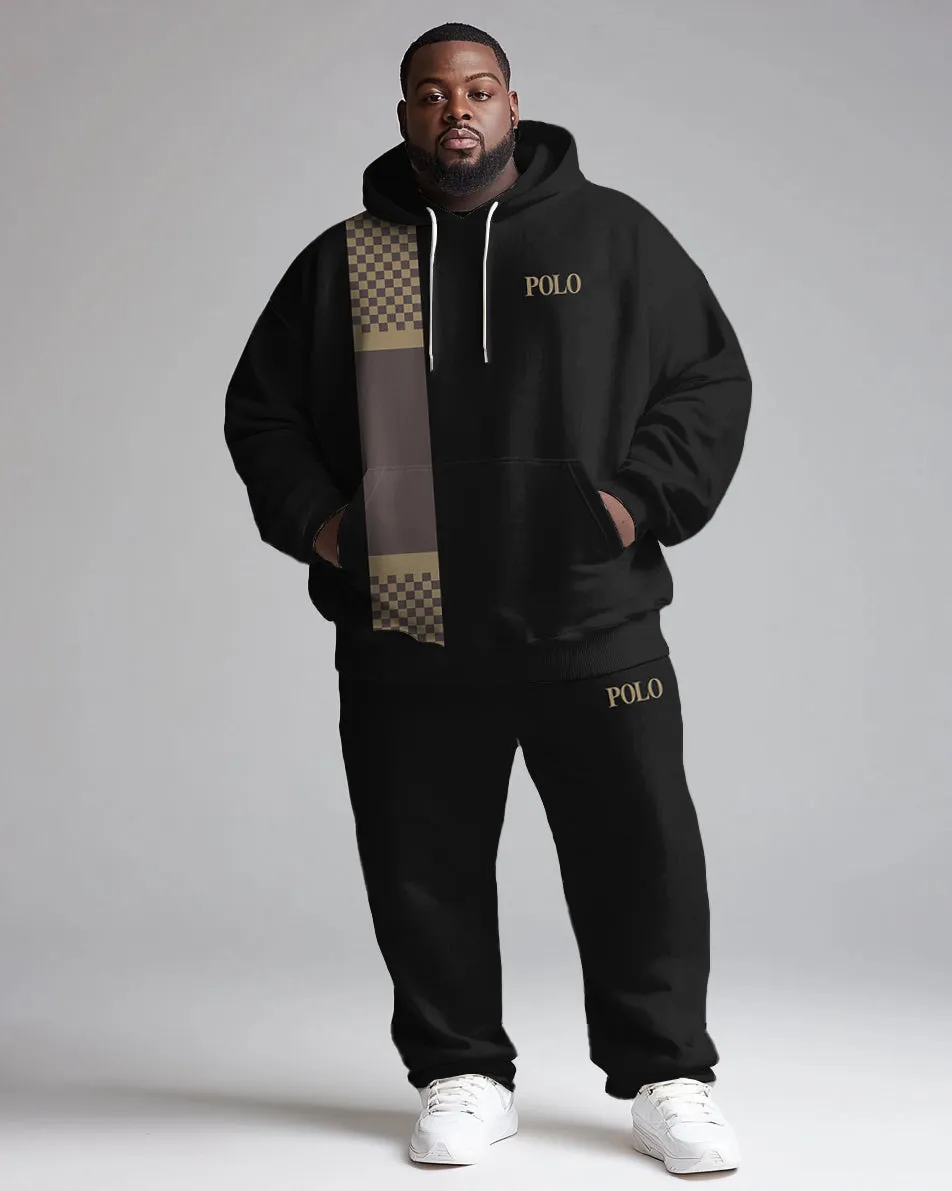 Big Men's Daily Casual Simple Plaid Patchwork Printed Hoodie Set sold by Biggmans product image thumbnail 4