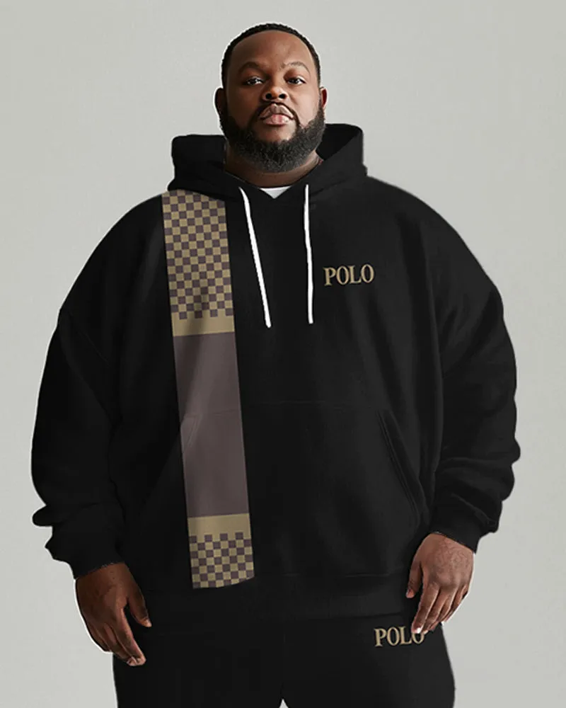 Big Men's Daily Casual Simple Plaid Patchwork Printed Hoodie Set sold by Biggmans product image thumbnail 2