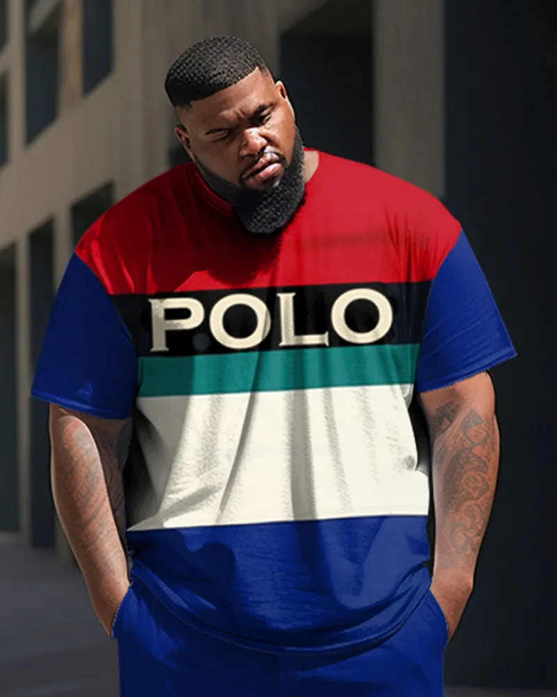 Big Man Colorblock Short Sleeve Tee & Pants Set with POLO Print sold by Biggmans product image thumbnail 2