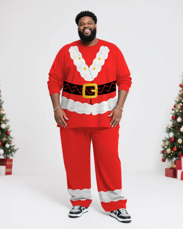 Big & Tall Men's Santa Claus Cosplay Printed Long Sleeve T-Shirt Trousers Suit sold by Biggmans