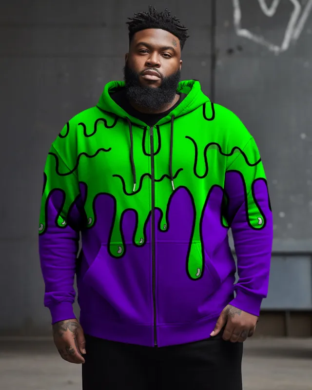 Men's Casual Street Plus Size Flow Splash Zipper Hoodie sold by Biggmans