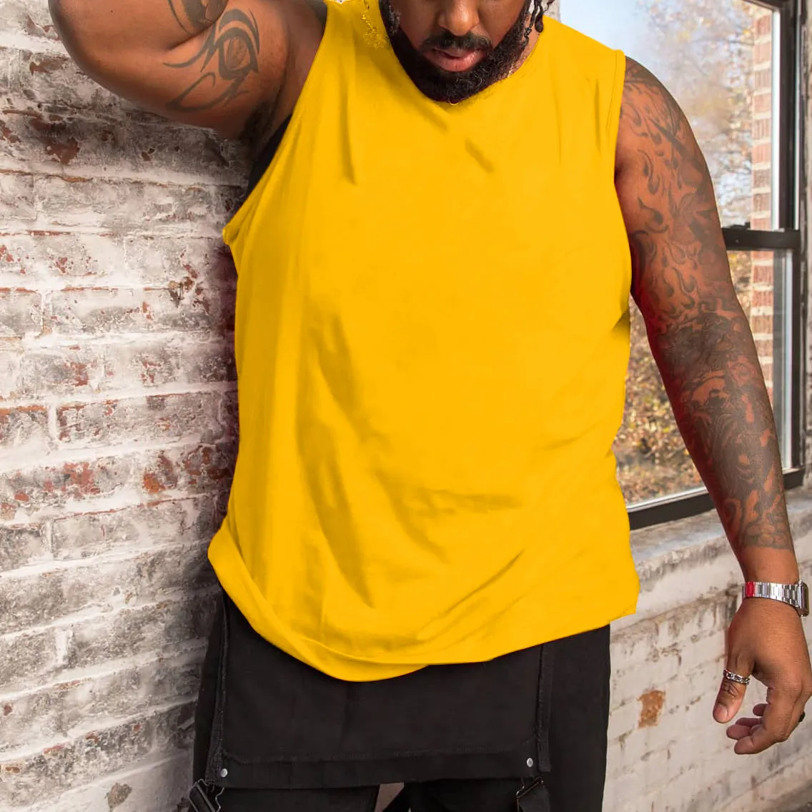 Men's Plus Size Solid Color Tank Top sold by Biggmans product image thumbnail 4