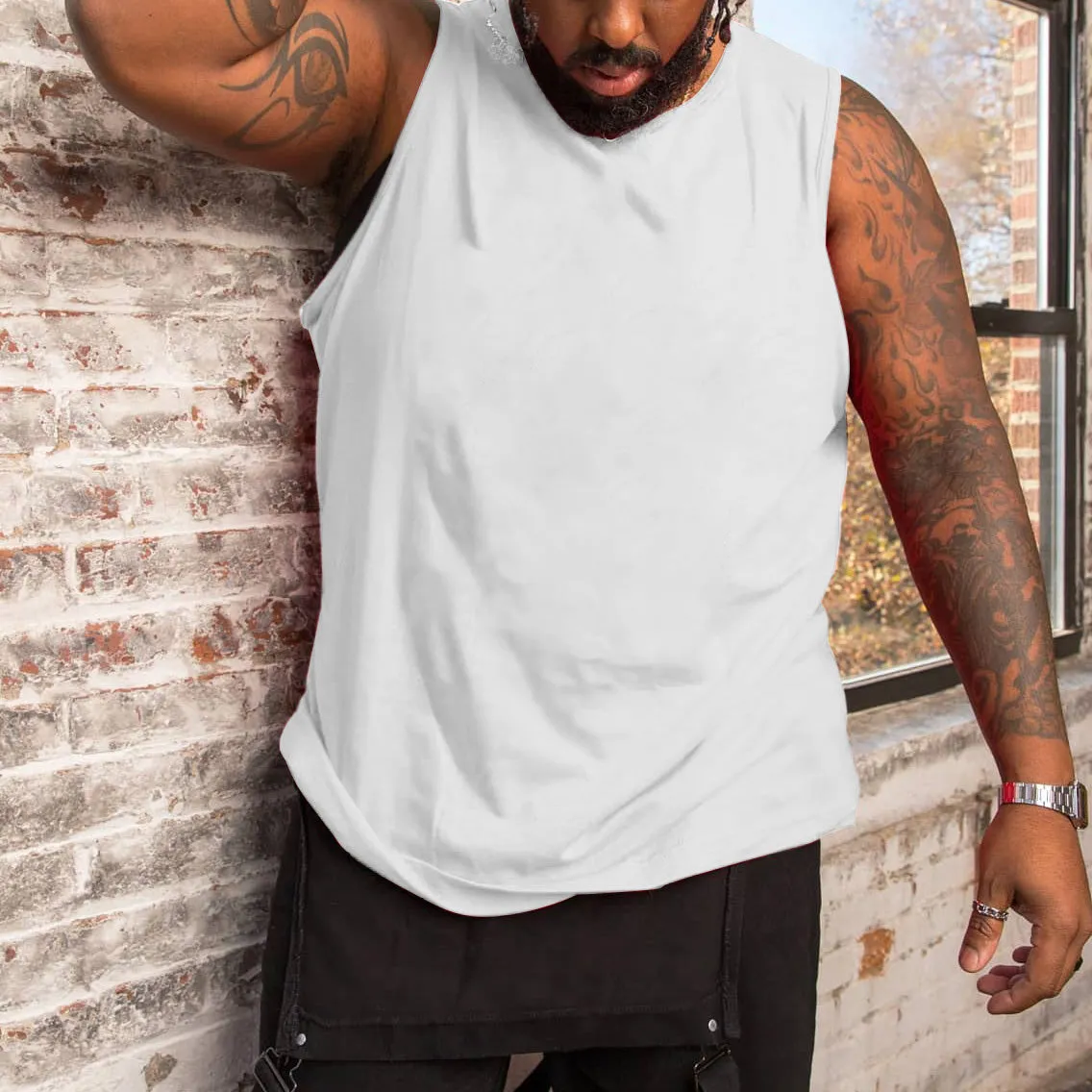 Men's Plus Size Solid Color Tank Top sold by Biggmans product image thumbnail 3