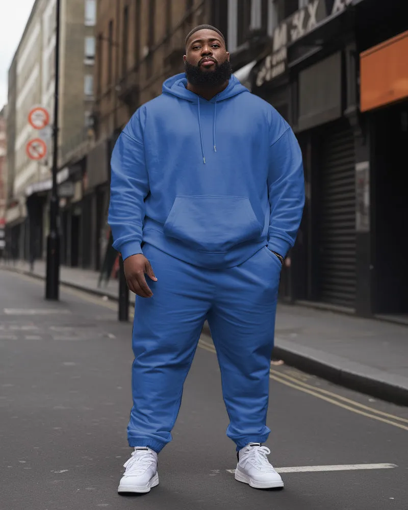 Big Men's Tracksuit Casual Solid Color Hoodie Pants 2-Piece Set sold by Biggmans product image thumbnail 3