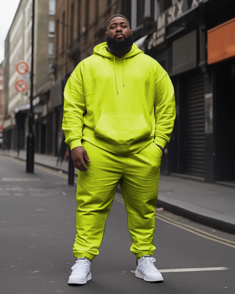 Big Men's Tracksuit Casual Solid Color Hoodie Pants 2-Piece Set sold by Biggmans product image thumbnail 4