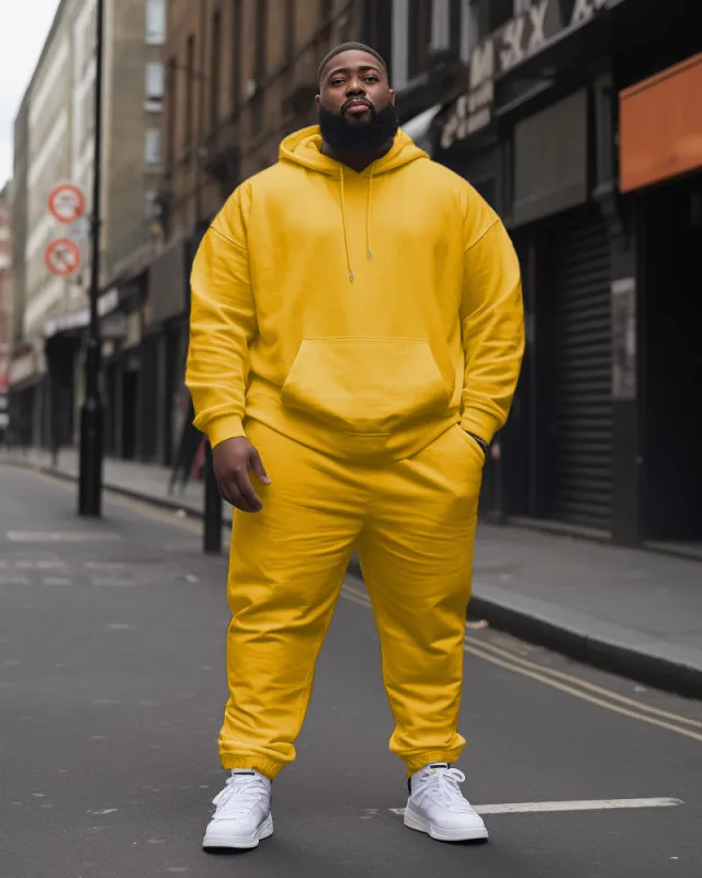 Big Men's Tracksuit Casual Solid Color Hoodie Pants 2-Piece Set sold by Biggmans