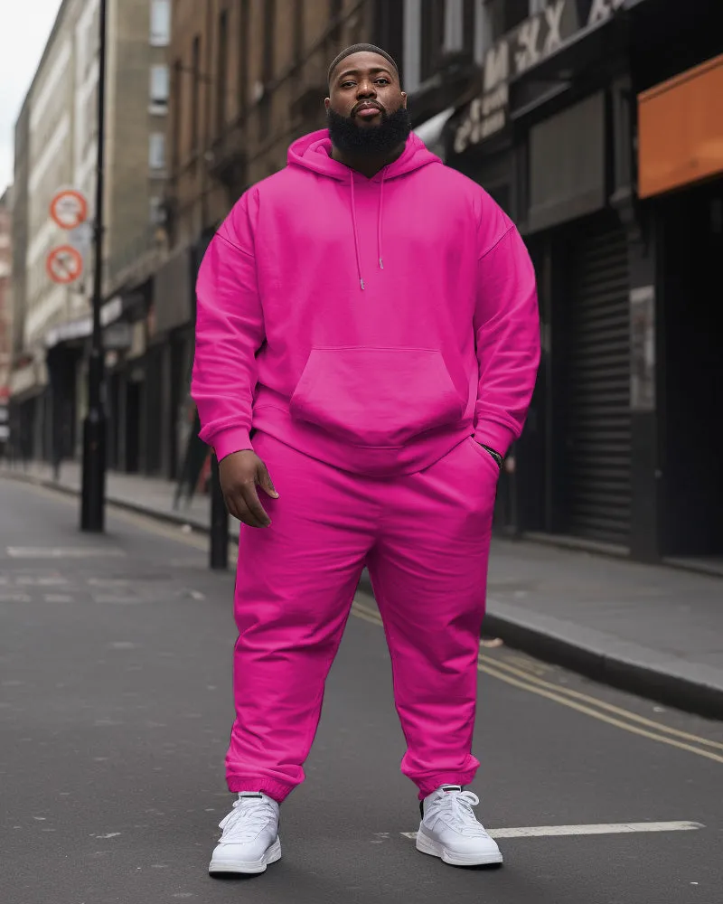 Big Men's Tracksuit Casual Solid Color Hoodie Pants 2-Piece Set sold by Biggmans product image thumbnail 5