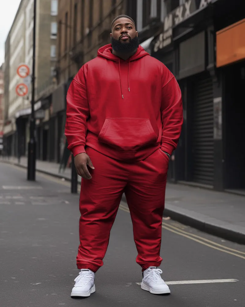 Big Men's Tracksuit Casual Solid Color Hoodie Pants 2-Piece Set sold by Biggmans product image thumbnail 2