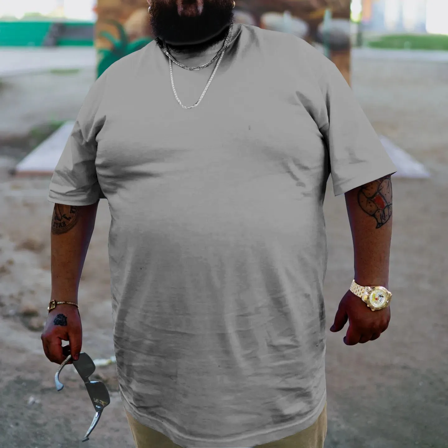 Big and Tall Men's Solid Color Crew Neck Short Sleeve T-Shirt sold by Biggmans product image thumbnail 2